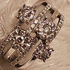 EFFY Collection Diamond Multirow Cluster Ring 1-1/5 ct. t.w. 14k White Gold Sz 9 picture