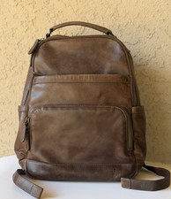 FRYE Logan Dark Brown Leather Backpack Laptop Bag Women's Unisex EUC picture
