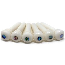 Crosby Unslotted Pure Bone Bridge Pins with Abalone Dot Inlay for 6 & 12 Stri... picture