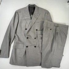 Suitsupply Lazio Double-Breasted Suit Grey Super 130s Wool Men's Size 102 / 40L picture