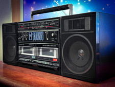 SANYO BOOMBOX 🌈RaRe🌈 Vintage Stereo Cassette Recorder picture