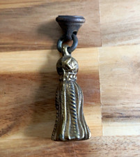 Antique c.1920s-40s Cast Brass Tassel Pendant Furniture Drop Pull 2.5” picture
