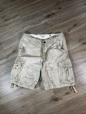 Y2K Abercrombie & Fitch Cargo Shorts Mens 36 Beige Paratrooper Utility Cotton picture