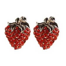 Earring for Women Strawberry Shape Ear Stud Crystal Paved Mini Shinny Ear Rings picture