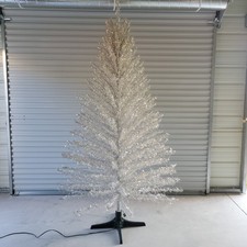 Massive FULL 233 Branch 8 Foot Vtg Alum Silver Christmas Tree  On Rotating Base picture