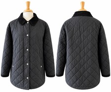 Vintage Y2K L.L. Bean Quilted Barn Coat Black Corduroy Collar Women's XL picture