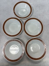 Vintage 5 Pyrex Tableware Corning Bronze Trim 6.5” Salad Bowls Pattern 720 RARE picture