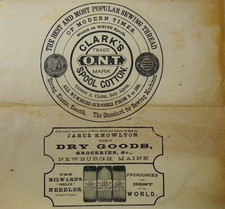 OLD BROADSIDE ADVERTISING CLARK'S THREAD JABEZ KNOWLTON DRY GOODS NEWBURGH MAINE picture