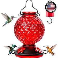 Elegant 25 OZ Glass Hummingbird Feeder with Bee Guards – Perfect Outdoor Gift picture