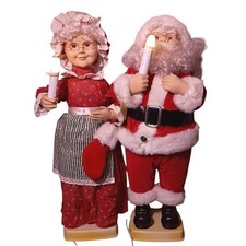 1996 Festive Vintage Santa & Mrs. Clause Light her candles and move her arms picture