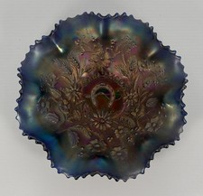 VTG NORTHWOOD ELECTRIC BLUE CARNIVAL GLASS 9