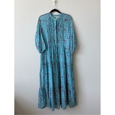 BANJANAN Bohemian Turquoise Floral Maxi Dress picture