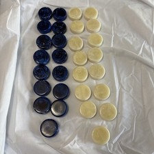 Vintage Blue & White Marble Swirl Backgammon Chip set Of 30 picture