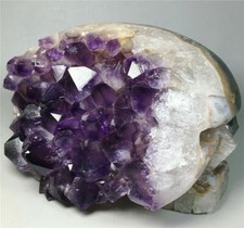 5.13 lbNatural Agate&Amethyst Geode Cluster Point Crystal Carved Skull Healing  picture