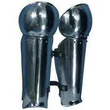 Christmas Medieval Greaves Enclosed Leg Protection LARP Combat Armor Silver picture