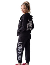 Pink by Victoria's Secret Matching Hoodie and Joggers Black w/ Silver picture