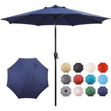 Sun-Ray 9' Round Patio Umbrella with Push-Button Tilt & Crank Lift, Multi Colors picture