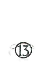 Rarities Carol Brodie Blue Diamond Sterling Silver Lucky 13 Charm Ring Size 7 picture