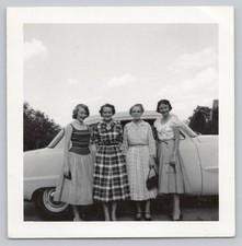 Four Women Ladies 50s Summer Fashion by Ford Classic Car Vintage Square Photo picture