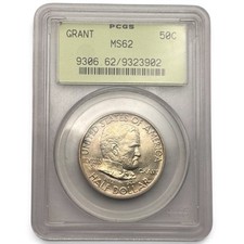 1922-Grant Commemorative Silver Half Dollar-PCGS MS 62 *Old Green Holder*-OGH picture