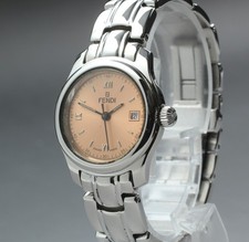 [Near MINT]  Vintage FENDI 210L 26mm Pink Dial Date Quartz Silver Women's Watch picture