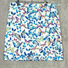 Talbots Canvas 12 A Line Skirt Blue Exquisite Butterflies Cotton Zip Close picture