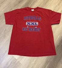 Vintage Men’s XL Red Graphic Hockey T-Shirt Crew Neck Short Sleeve picture