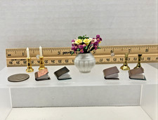 Dollhouse Accessories Lot of 9 Pieces, Books Candles, Vase, Flowers - Scale 1:12 picture