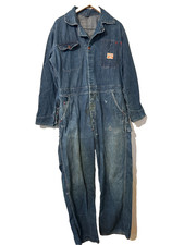 Distressed Vtg Pioneer Industri-Alls Men Sz 42 Coveralls Blue Denim Workwear 50s picture