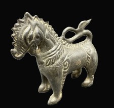 Antique Vintage Asian Thai Singha Lion Figure Temple Guardian Cast Statue Horse picture
