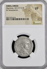 Beautiful Emperor Macrinus Tetradrachm 217-218AD Roman Coin NGC Graded VF Scarce picture