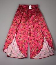 NWT-Neiman Marcus Women's Wide Leg Berry Floral Print Pants Size M Waist Tie picture