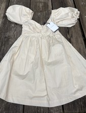 Puff Sleeve Baby Doll Mini Dress En Saison Natural Beige Women’s Sz Med picture