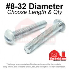 #8-32 Slotted Round Head Machine Screws Bolts Zinc Coarse (Pick Length & Qty) picture