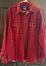 Vintage Wrangler Western Shirt Mens XL Red Southwestern Aztec Print Snap picture
