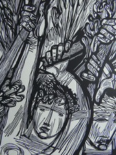 Hans Otto Orlowski (1894-1967) - Orpheus and Eurydice, woodcut 1961 picture
