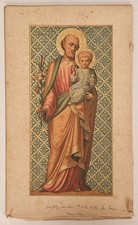 Antique St. Joseph & Christ Child Chromolithograph Catholic Devotional Print picture