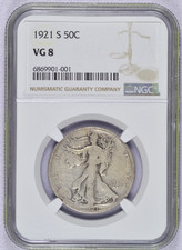 1921-S WALKING LIBERTY HALF DOLLAR NGC VG8 SOLID KEY DATE picture