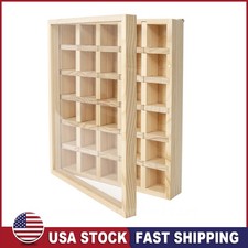 Adjustable Display Case Wooden Crystal Rocks Minerals Storage Rack Collection US picture