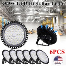 6X 200W Watt UFO LED High Bay Light Warehouse Led Shop Light Fixture 24000LM picture