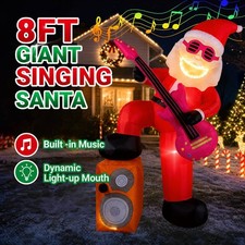 8FT Christmas Inflatable Santa with Built-in Music and Dynamic Light-Up Mouth picture