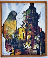 Rare CHARLES BRAGG Guaranteed MCM Original OIL on Canvas 1961 Framed Provenance picture