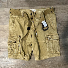 Vintage Y2K Abercrombie & Fitch Cargo Canavs Twill Shorts With Belt NWT picture