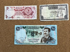 Set of 3-Middle Eastern Banknotes From Kuwait 1968-1970, Qatar 1973 & Iraq 1986 picture