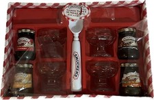 VTG RARE SMUCKER’S ICE CREAM GIFT SET 4 Glass dishes bowls & dipper spoon scoop picture