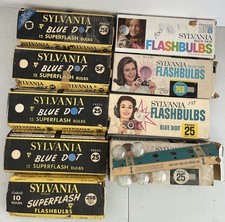 Vintage Sylvania Blue Dot Flashbulb Lot Press 25 25B 26B SF Superflash 10 Boxes picture