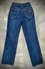 Women’s Vintage Chic High Waist Straight Leg Dark Wash Denim Jeans picture