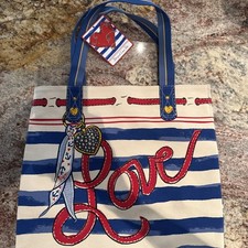 Brighton LOVE Striped Love Canvas Tote, Brand NWT  New  picture