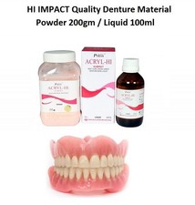 Dental ACRYL HI IMPACT Heat Cure Denture Base Material Powder 200gm Liquid 100ml picture