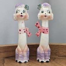 Tilso Japan Long Neck Poodle Salt Pepper Shakers 52/654 Mid Cent Kitsch VTG 60s picture